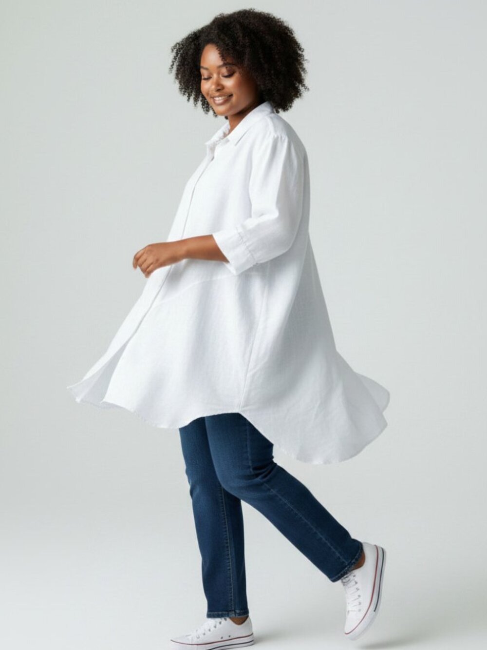 For Cynthia Linen Mix Long Lagenlook Tunic Asymmetrical (Unique) Plus Size 3X
